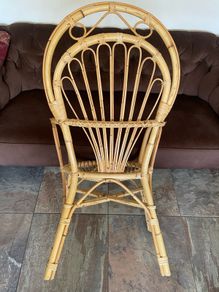 Vintage Franco Albini Style Cane and Bamboo Wicker Chair Mid Century Modern Boho
