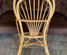 Vintage Franco Albini Style Cane and Bamboo Wicker Chair Mid Century Modern Boho