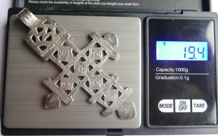 Vintage Large Coptic Cross Pendant, Replica Portland Art Museum Silver Plated (Cross length 3,5")