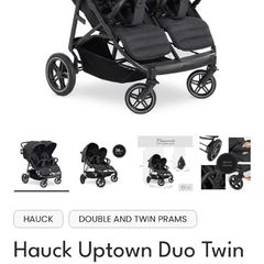 Hauck Uptown Duo Twin Double Pushchair Stroller  Excellent Condition