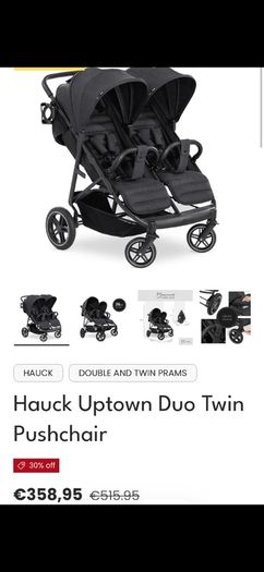 Hauck Uptown Duo Twin Double Pushchair Stroller  Excellent Condition