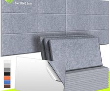 NEW SALE | Acoustic Wall Panels 12 Pack 9 mm Thick Padded with Back Adhesive 34 x 20 cm Soundproof Insulation Panel Sound Absorbing Noise Reduction Panels for Office Door