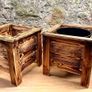 Rustic Handmade Wooden Square Planter Box Image 2