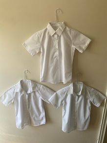 3 White school shirts (new/as new) age 5-6