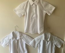 3 White school shirts (new/as new) age 5-6