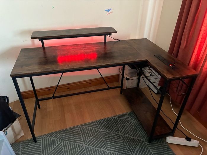 Wood with metal frame large desk
