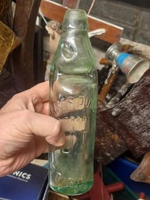 Antique James Duncan JD Glass Codd Neck Bottle Featuring a Marble Stopper