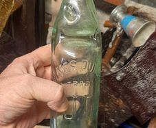 Antique James Duncan JD Glass Codd Neck Bottle Featuring a Marble Stopper