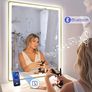 600x800 mm Gold-Bathroom-Mirror-with-LED-Lights, LED-Bathroom-Mirror-Wall-Mounted with Bluetooth, Anti-fog, 3 Colours Dimmable, Memory Function, IP44, Tempered Glass, Horizontal/Vertical Image 2
