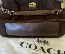 Chocolate brown suede coach bag. Rare item.