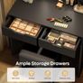 Dressing Table with Stool, Vanity Desk with Touch Control LED Mirror (3 Color Modes), 2 Drawers & Hair Dryer Holder, Modern Makeup Desk for Bedroom, Black Image 4