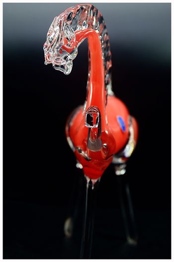 Vintage Modernist Stylised Glass Red Horse made in Belarus.