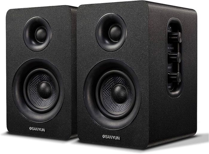 NEW SALE | Active Bluetooth 5.0 Bookshelf Speakers - 60W Carbon Fiber Speaker Unit - Built-in 24bit DAC - Dynamic 3D Surround Sound - 2.0 Computer PC Monitor Gaming Speakers (Pair, Black)
