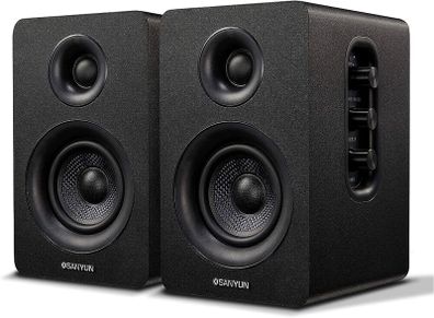 NEW SALE | Active Bluetooth 5.0 Bookshelf Speakers - 60W Carbon Fiber Speaker Unit - Built-in 24bit DAC - Dynamic 3D Surround Sound - 2.0 Computer PC Monitor Gaming Speakers (Pair, Black)
