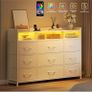 Chest of Drawers for Bedroom with LED and Charging Station, White Image 5