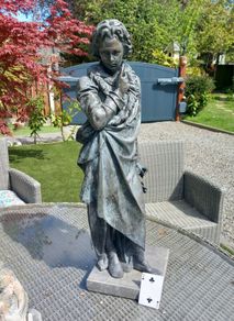 Large heavy garden statue of Beethoven, metal, D18