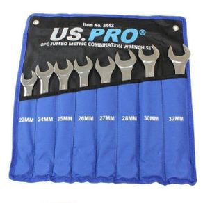 8 Piece Jumbo Metric Combination Spanner Set