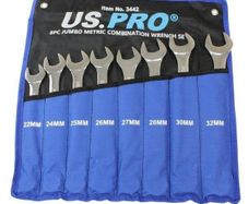 8 Piece Jumbo Metric Combination Spanner Set