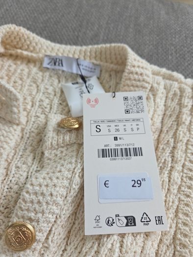 Zara knitted waistcoat size s bnwt