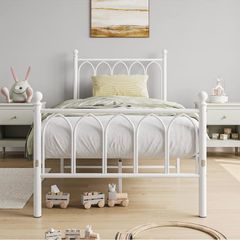 Single Metal Bed Frame 90 x x190 cm with Headboard and Footboard