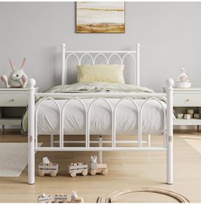 Single Metal Bed Frame 90 x x190 cm with Headboard and Footboard