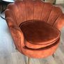 Large Rust/Copper Velvet Scalloped Tub Armchair Image 2