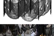 3 Pack Halloween Creepy Cloth 79 x 30 Inch, Spooky Halloween Polyester Scary Gauze Cloth Doorways Giant Tapestry for Halloween Decorations Outdoor Yard Home Wall Decor (Black)