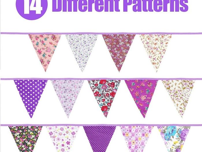 49Ft Fabric Bunting Banner,50pcs Vintage Cotton Triangle Flags,Floral Pennants Triangle Flags for Birthday Wedding Party Home Garden (FREE POSTAGE)