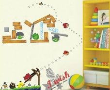 Funny ANGRY BIRDS Colour Reusable Wall Stickers