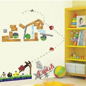 Funny ANGRY BIRDS Colour Reusable Wall Stickers
