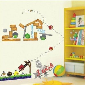 Funny ANGRY BIRDS Colour Reusable Wall Stickers