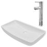 Bathroom Basin with Mixer Tap Ceramic Rectangular White Image 2