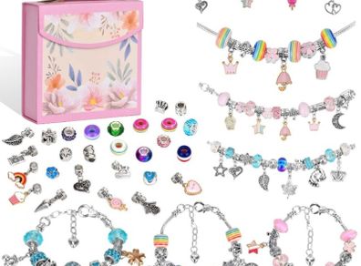 90 PCS Charm Bracelet Making Kit, Jewelry Making Supplies Beads, Bracelets for DIY Craft, Mermaid Girls Gift Jewelry Making Supplies Set for Girls Kids Teens and Adults (FREE POSTAGE)