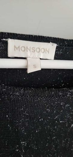 MONSOON Black Silver Metallic Long Sleeve Sz S (Fit 8-10UK)