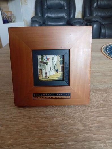 Vintage Columbia TriStar International Television Framed Miniature Art