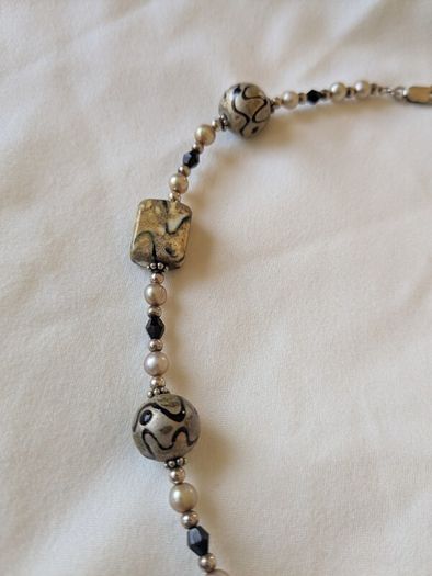 Silver, natural pearls necklace