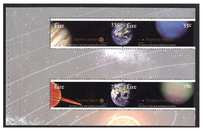 2007 Ireland The Planets Commemorative Stamps Booklet Mint Never Hinged (MNH). Hibernian HB143