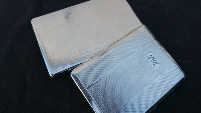 1960's Kincraft Vintage Chrome Metal Cigarette Case, Art Deco Engine Turned Design, Made In England
