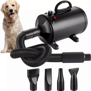 2800W Dog Hair Dryer And Pet Blower with Adjustable Speed 4 Nozzles Low Noise Black