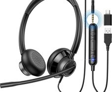 New Bee USB Headset with Microphone, Headphones with Microphon with Noise Cancellation