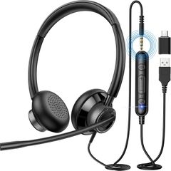 New Bee USB Headset with Microphone, Headphones with Microphon with Noise Cancellation