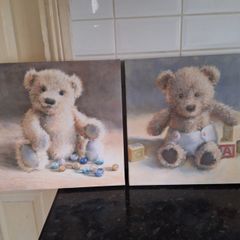 Two lovely teddy bear on canvas prints