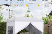 3 x 3m Pop Up Gazebo,. Wedding Party Canopy Tent Marquee with Carry Bag and Windows, White