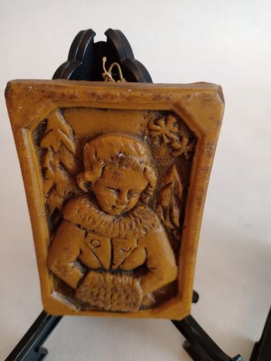 Vintage 1940s German Miniature Carved Wax Pictures x 2