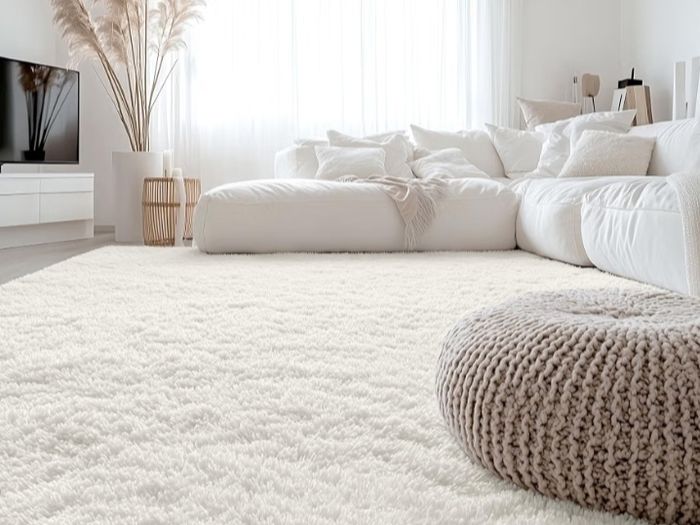 Fluffy Washable Large Rugs Living Room 120 x 160 cm, Cream  Anti Slip Carpet, Soft Thick Pile Bedside Rug, Shaggy Rugs for Kids Bedroom, Nursery