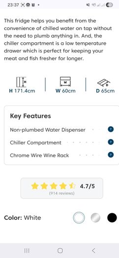 Larder Fridge with Water Dispenser