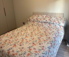 Small double bed with comfy dream orthopaedic memory foam mattress and headboard