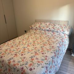 Small double bed with comfy dream orthopaedic memory foam mattress and headboard