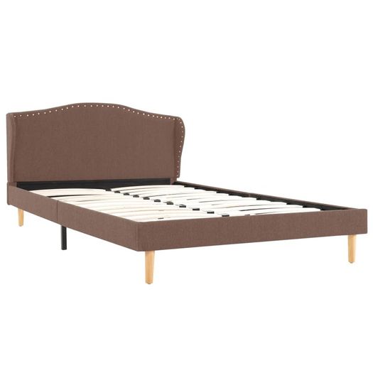 Bed Frame Brown Fabric 135x190 cm