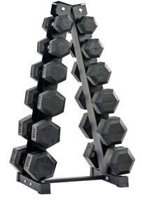 Hex Dumbbells 2.5kg-25kg + Rack